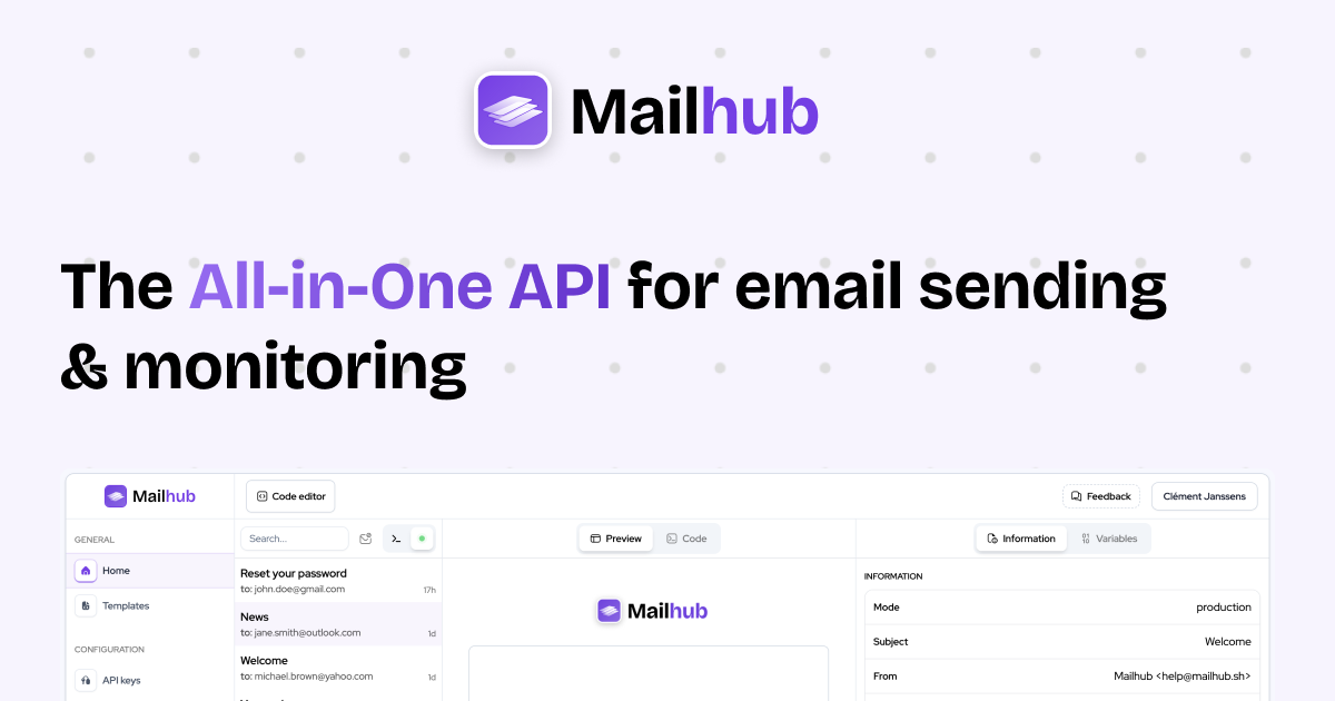 Show HN: I built Mailhub – A scalable API for sending emails with ease not tears